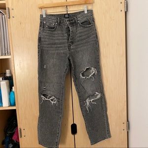 BDG black distressed straight leg jeans
